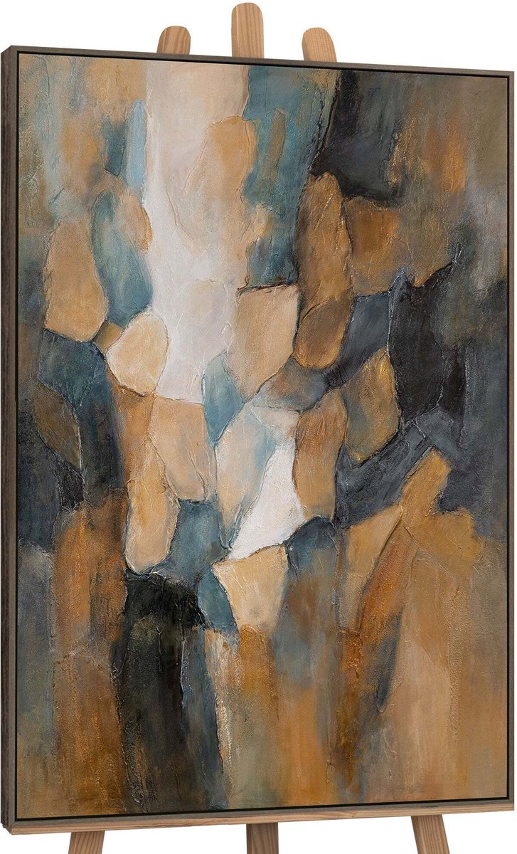 YS Canvas schilderij 120x80 cm handgeschilderd avondpalet – YS-Art Gallery – Lijst: Grijs – Luxe wanddecoratie Grey