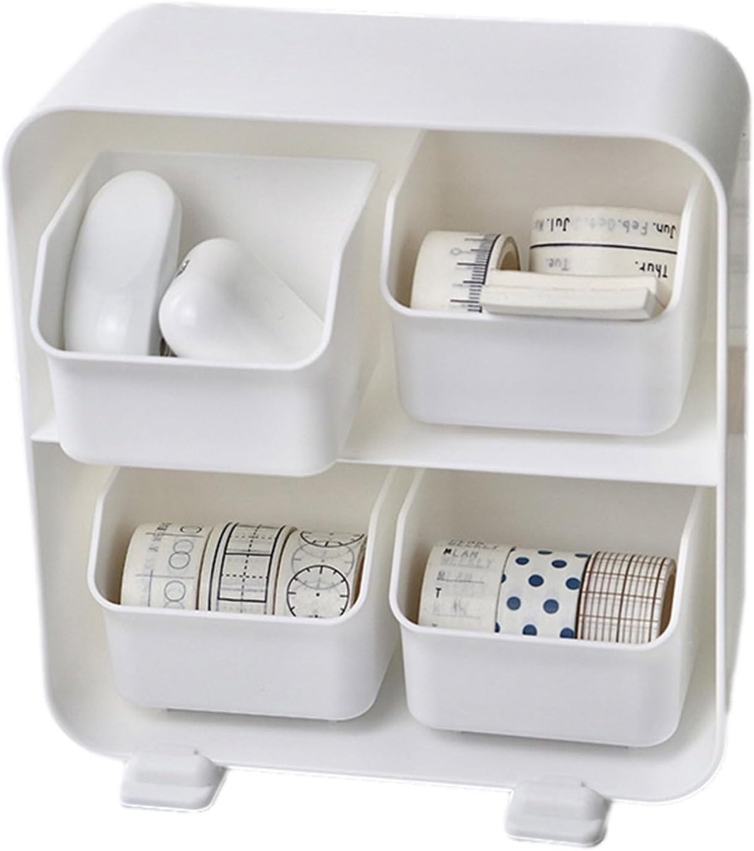 Bureau Opbergbox - Laden Organizer - Kantoor Ordenen - Stofdicht Ontwerp - 19x9x9 cm - Wit