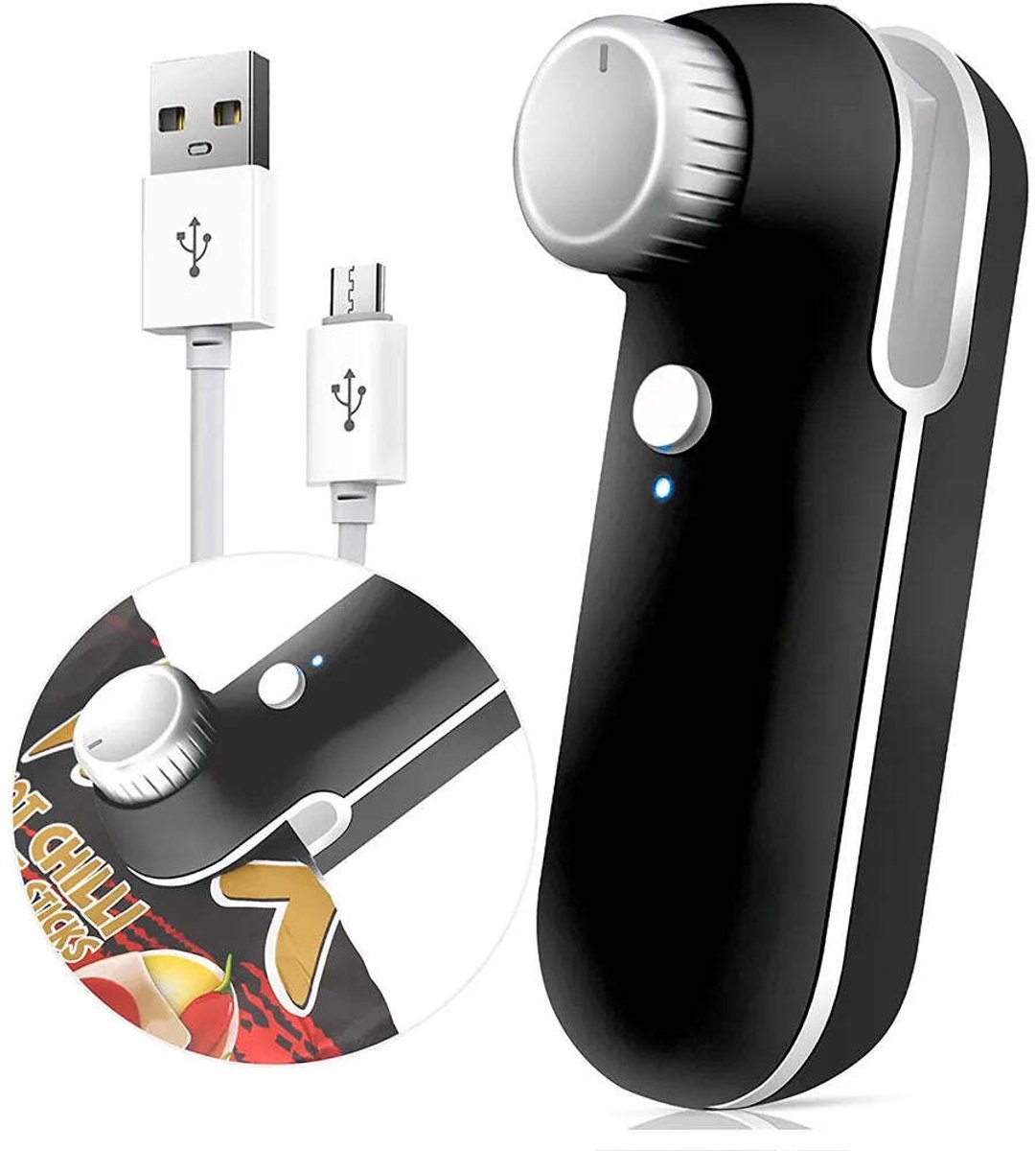 Sluitmachine, USB oplaadbare mini-sluitmachine voor snackzakjes - zwart