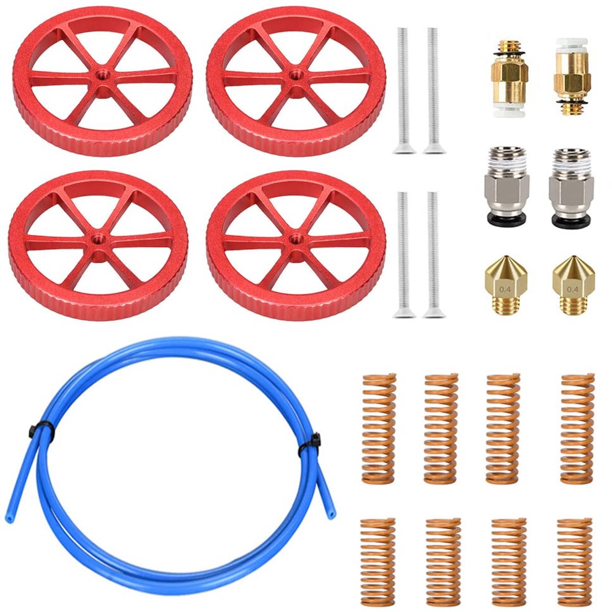 3D Printer Onderdelen - Upgrade Kit - 3D Printen - Hand Twist Leveling - M4 Schroeven - Rood