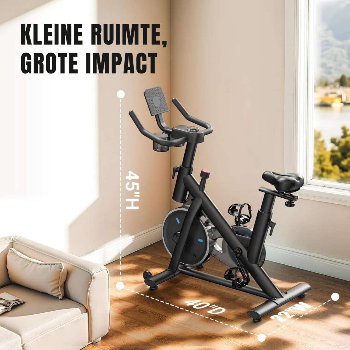 SVN Hometrainer Fiets Zwart - Compact Thuisgebruik - afbeelding 2
