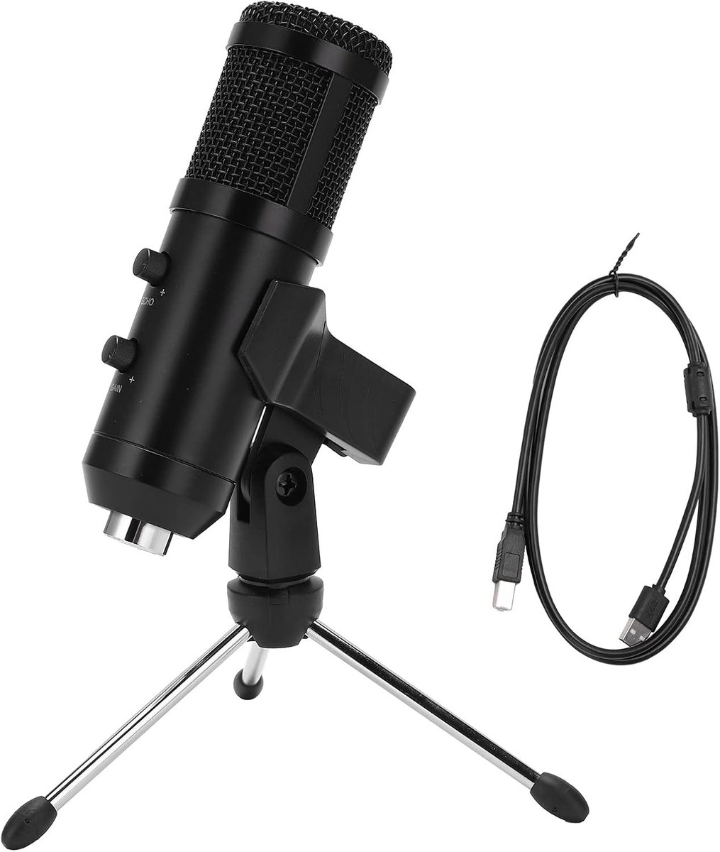 Handheld Microfoon - Zangmicrofoon Opname - Stemopname Podcast - Hartvormig Opnamepatroon - 568 Gram - Zwart