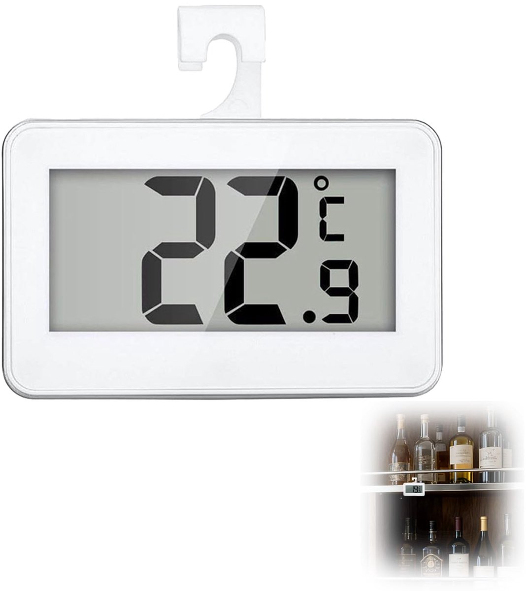 Digitale Vriezerthermometer - Koelkastmeter - Temperatuur Bewaken - Waterdicht LCD Display - Max Min Geheugen - Wit