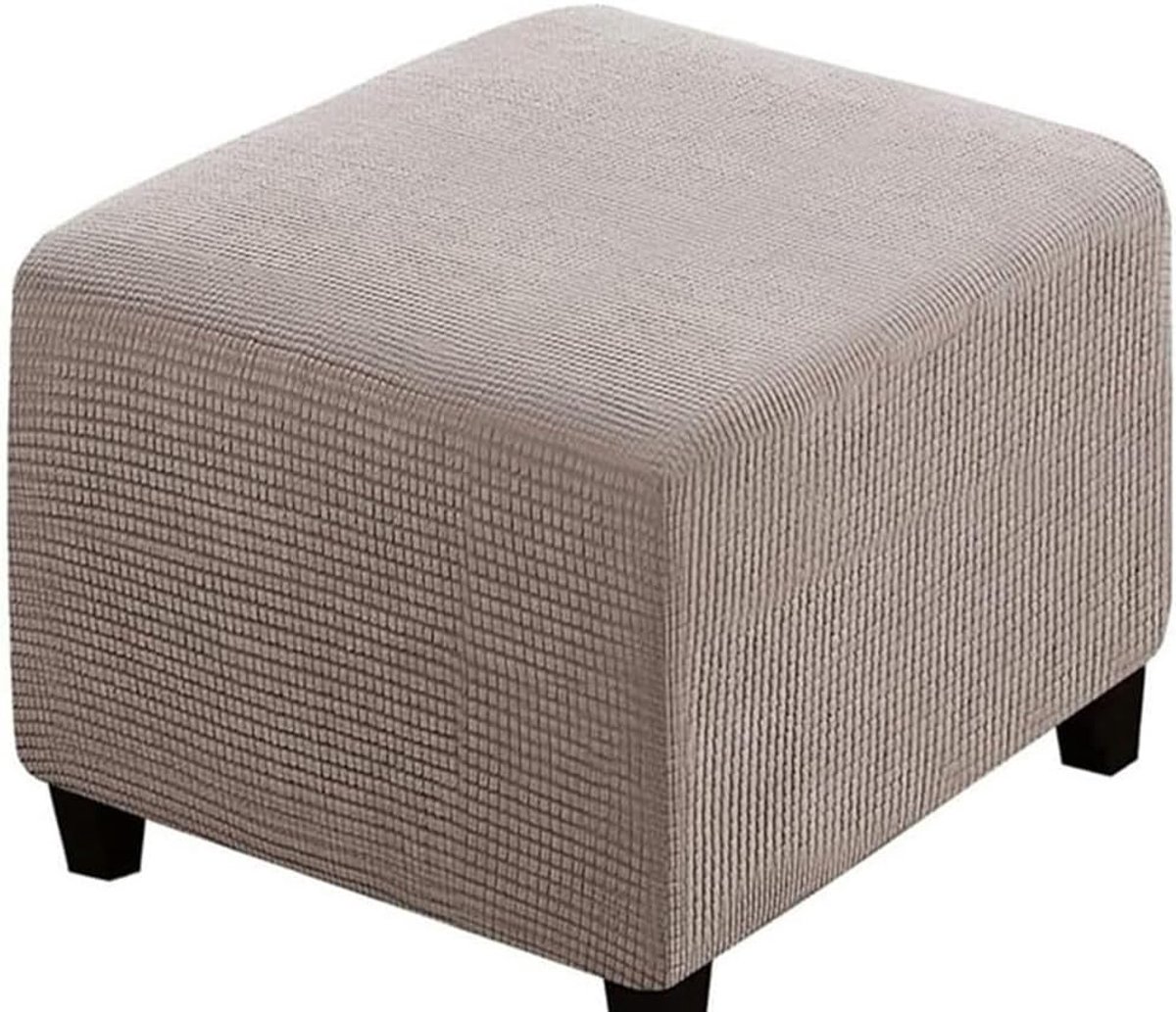 Voetenbankhoes Vierkant - Poef Beschermer - Meubels Beschermen - Super Zacht Corduroy - 70x70 cm - Taupe