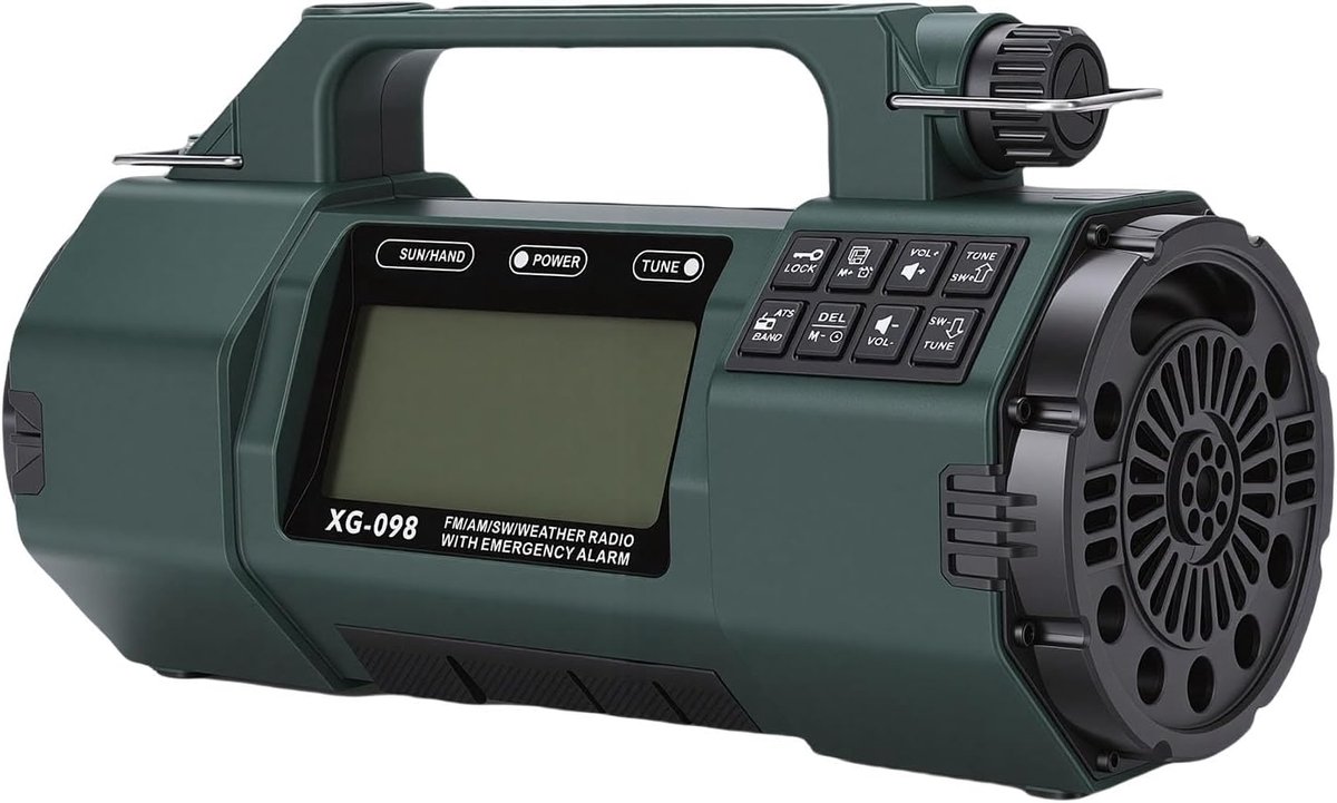 Noodradio Outdoor - Weerradio AM FM - Outdoor Noodsituaties - Waterdicht IPX3 - 19.99 x 11.48 cm - Groen