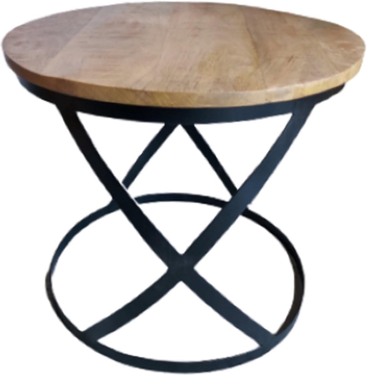 Ronde bijzettafel - Houten tafeltje - Woonkamer meubel - Ruimtebesparend ontwerp - 50cm diameter - Lichtbruin