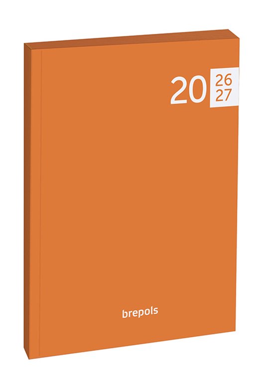 Brepols agenda 2026-2027 - VENETO FLEXI - Schoolagenda - 1 dag per pagina - Soepele omslag - Dagoverzicht - Oranje - 11.5 x 16.9 cm