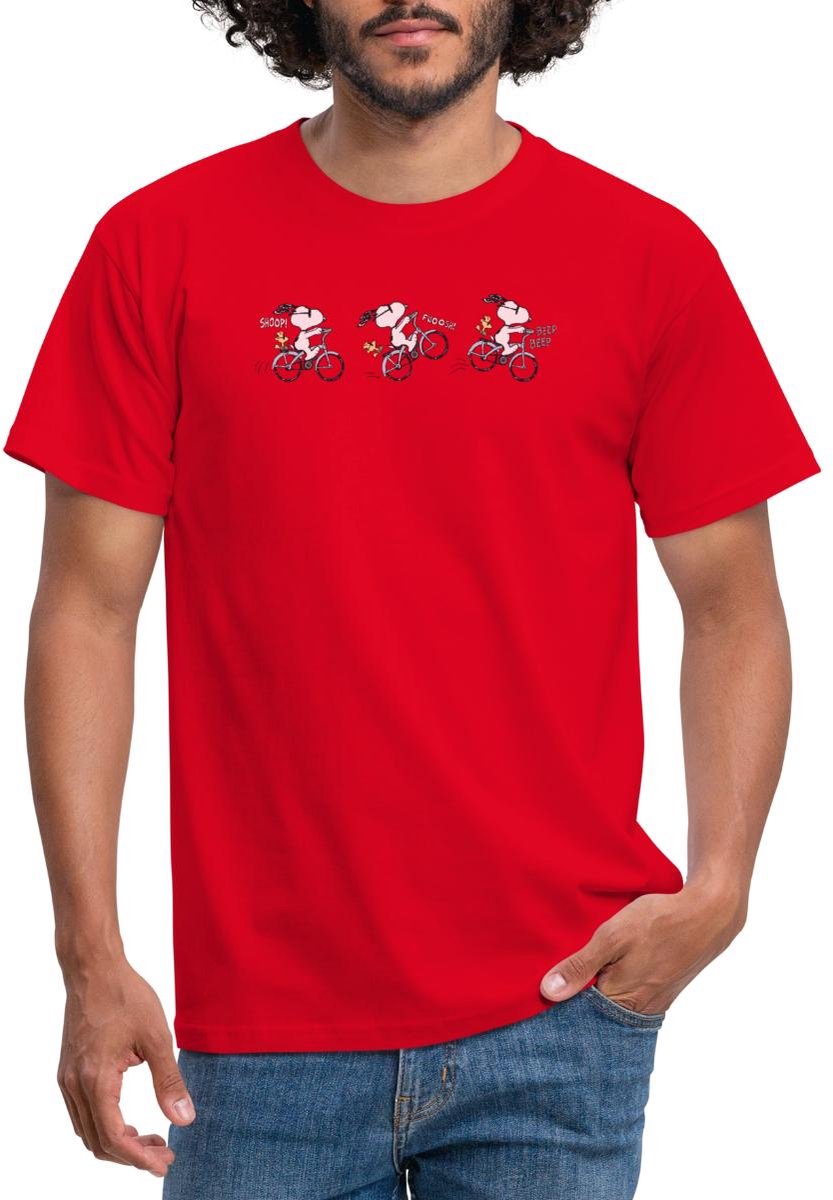 Peanuts Snoopy Fiets T-Shirt Heren