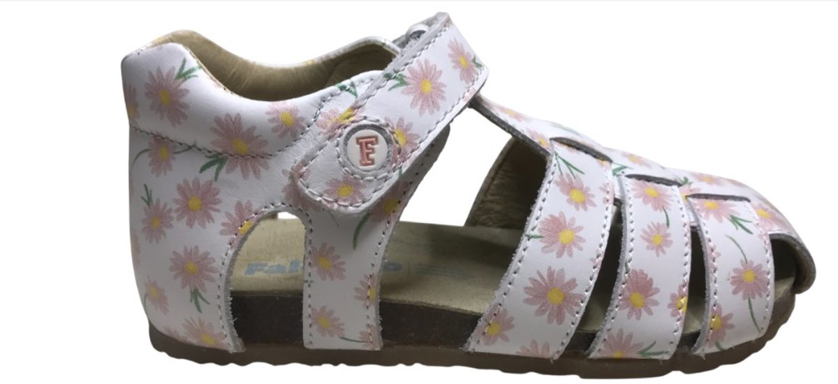 Falcotto Alby – velcro lederen sandalen- Kamille Wit