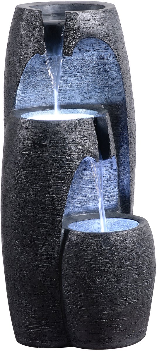 Teamson Home Moderne Tuin Waterornament Met Lichten - Waterfontein - 500 l/h - Zwart