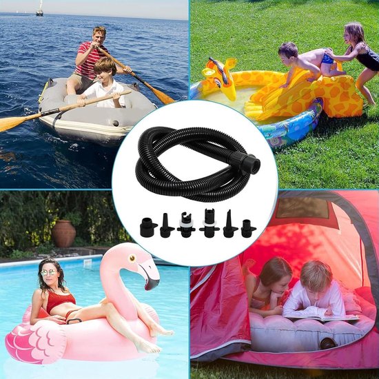 Pomp Adapter Kit - Ventiel Adapters - Opblaasbare Watersport - Inclusief 6 Adapters - 1 Meter Slang - Veelkleurig van Merkloos — afbeelding 2