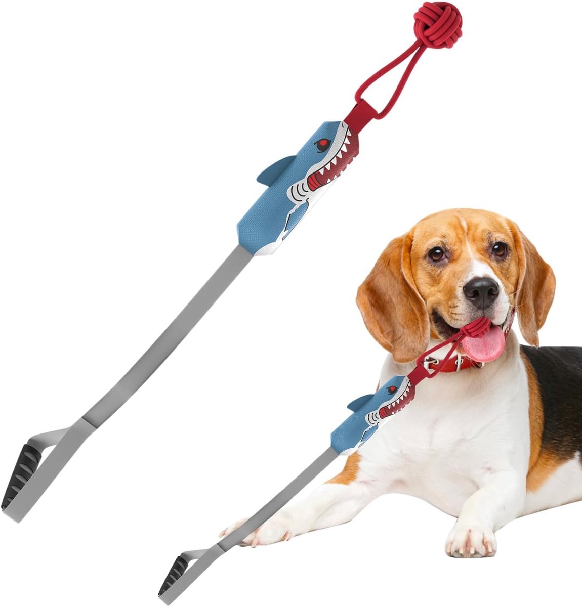 Honden Trekspeelgoed - Touw met Fluitje - Interactief Spelen - Duurzaam Katoen - 90 x 7 cm - Haai