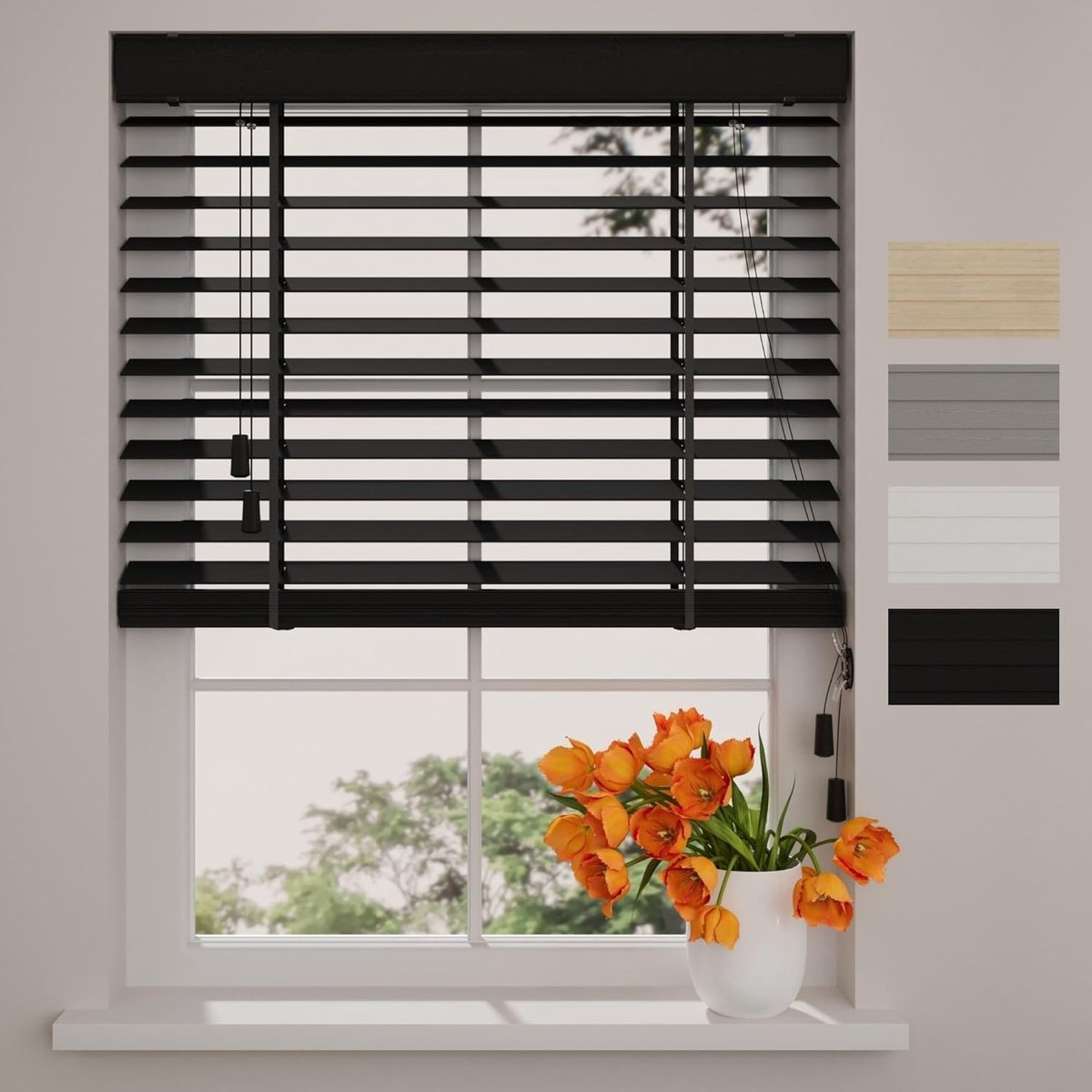 Bamboe Jaloezieën - Bamboe Raambekleding - Binnenshuis Gebruik - 50 mm Houten Lamellen - 7