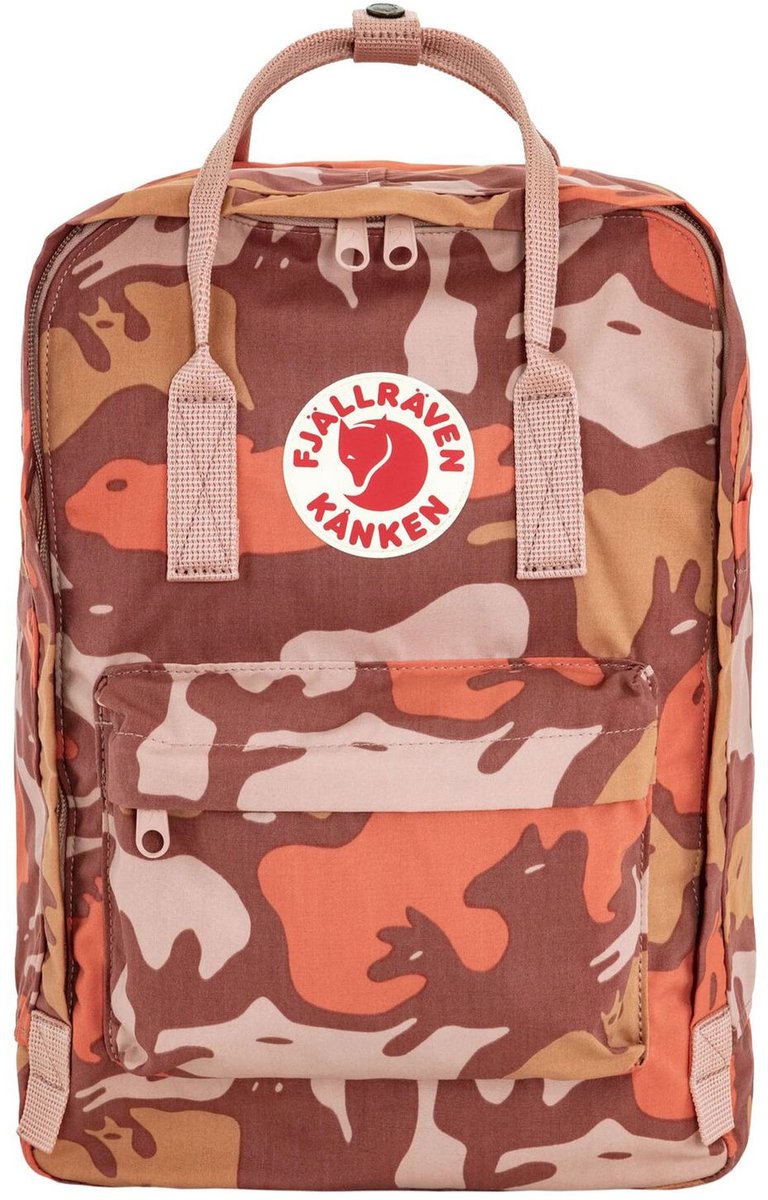 Fjällräven laptop rugzak rugzak met laptopvak Kånken Graphics Laptop 15" 16L Chalk Rose - Hidden Animals rood