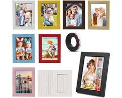 Houten Fotolijstjes Set - Kleine Lijstjes - Decoratie Aanbrengen - Multifunctioneel Ophangsysteem - 9 x 13 cm - Veelkleurig
