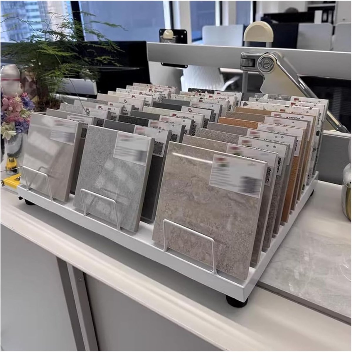 Displaystandaard Monsters - Paneelhouder Rek - Keramische Tegels Tonen - Volledig Metalen Constructie - Drievoudige Kolom - Milk