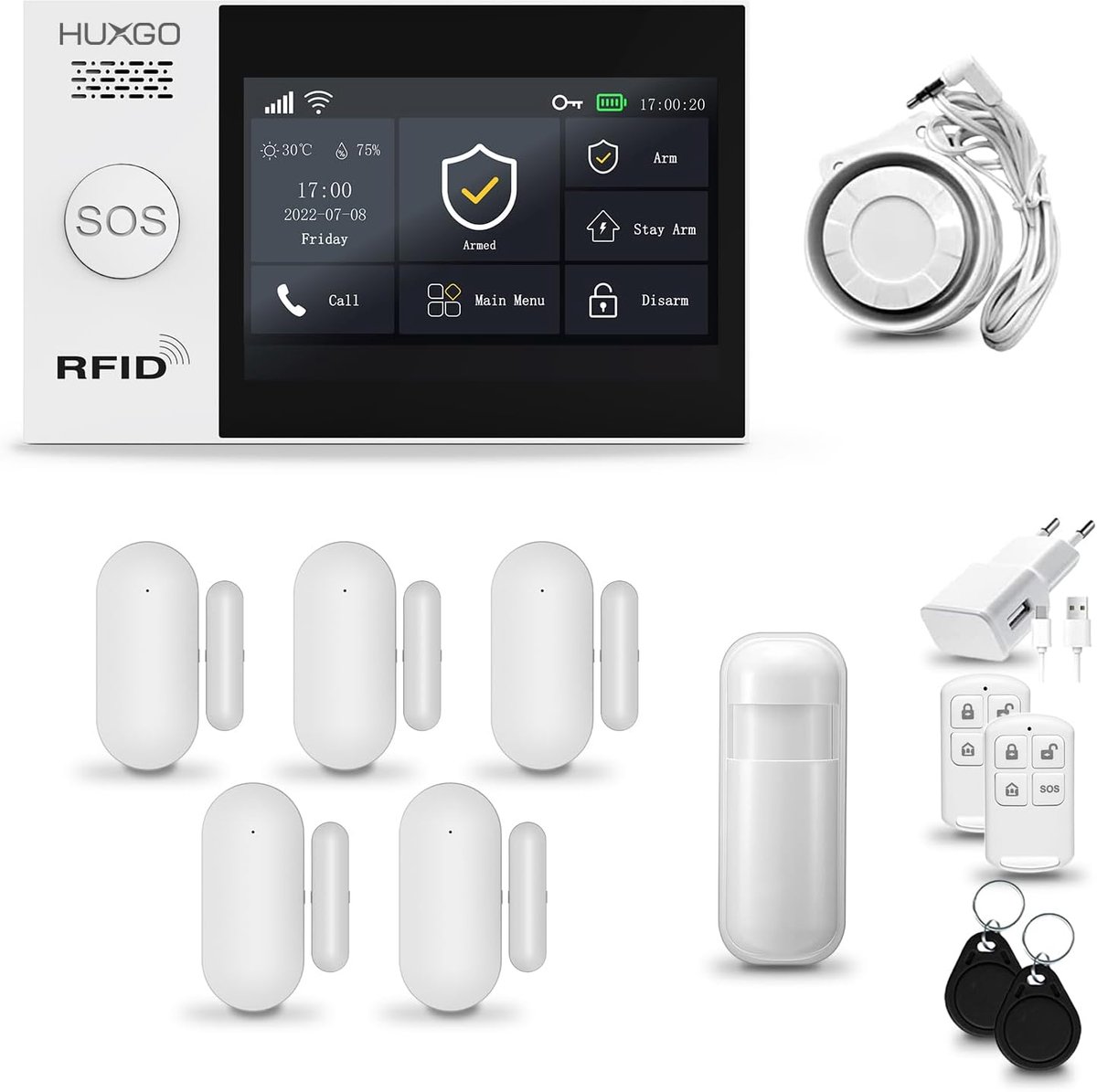 Draadloos Alarmsysteem - Slimme Beveiliging Kit - Huis Kantoor Beveiligen - WiFi GSM 4G Connectiviteit - 16x9.8x2 cm
