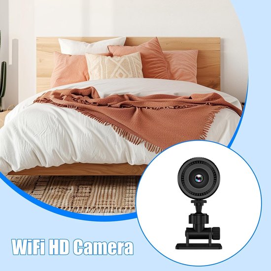 Draadloze WiFi Camera - Mini Monitor Camera - Huis Beveiliging - Compact Nachtzicht - 5.5 cm Breed - Zwart — afbeelding 2