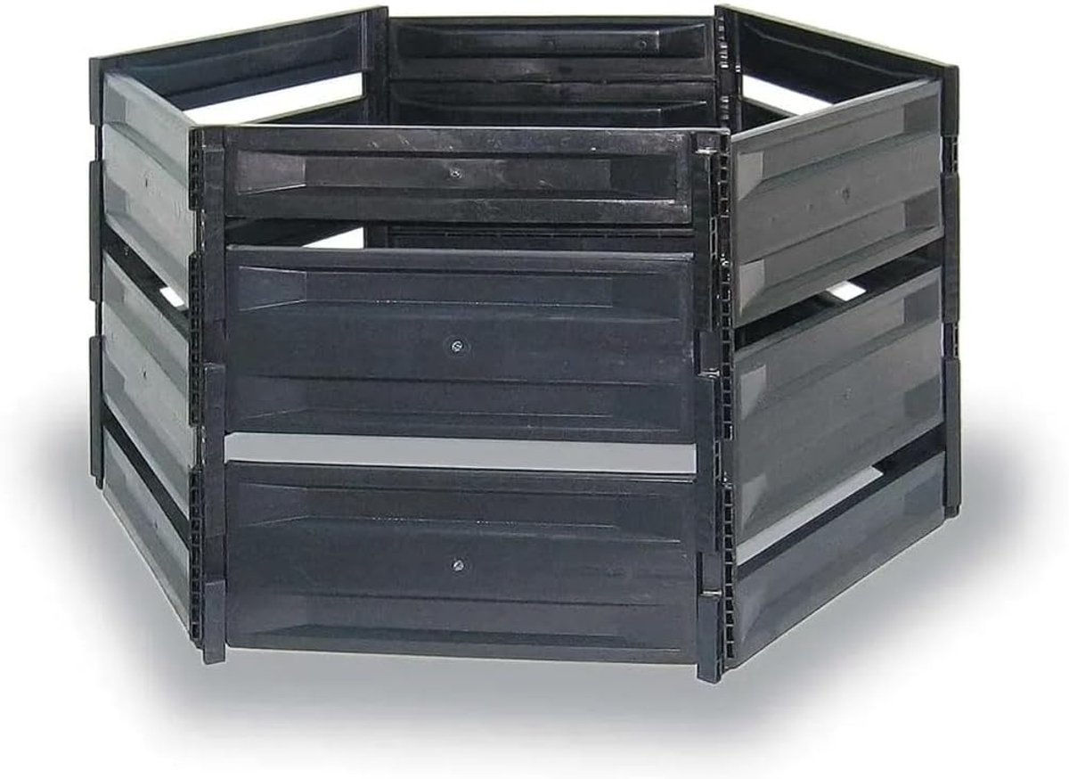 Compostbak Tuin - Afvalbak Organisch - Tuinafval Verwerken - Gerecycled Materiaal - 89x89x80 cm - Zwart