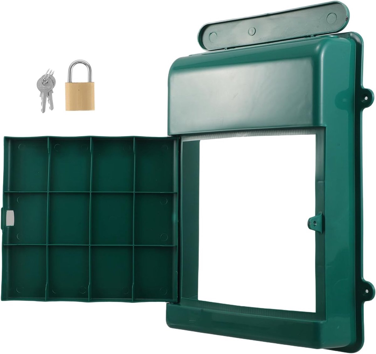 Wandbrievenbus met slot - Postvak beveiligd - Post veilig ontvangen - Regenbestendig lichtgewicht - 34.5x26x7 cm - Groen