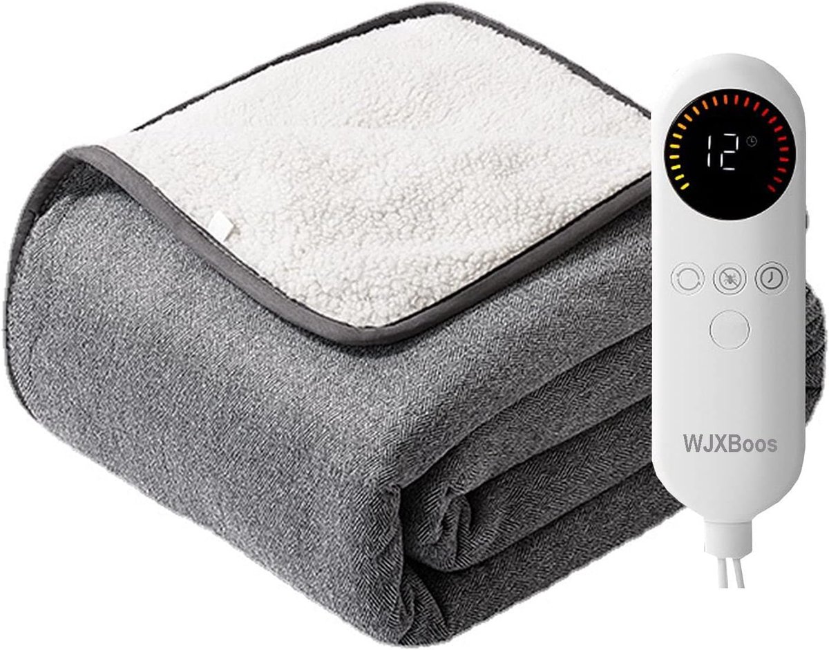 Elektrische deken - Verwarmde matrasdeken - Warmte en comfort - Dubbelzijdig verwarmd - 80x180cm - Grijs