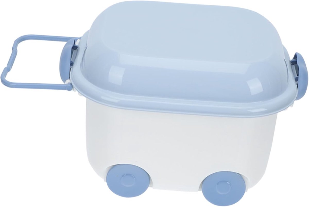 Opbergdoos - Bewaar Container - Speelgoed Organiseren - Met Wielen - 29.5x23x20.2 cm - Blauw