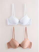 Next - Dames - Set van 2 gladmakende push-up A-E beha's met diep decolleté - Huidkleur