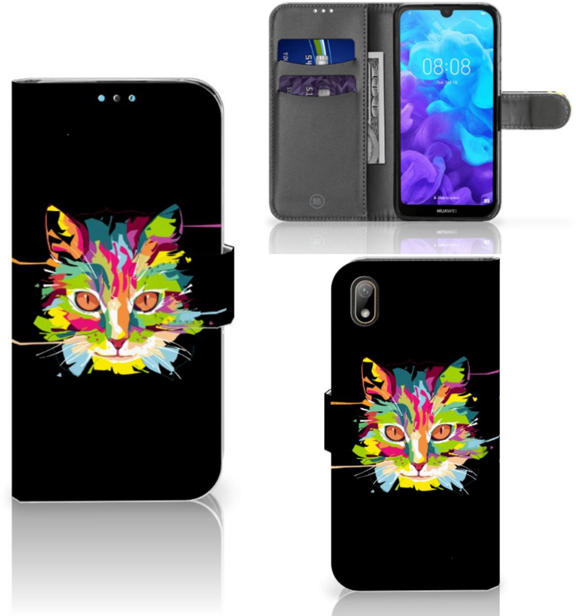 Huawei Y5 (2019) Leuk Hoesje Cat Color