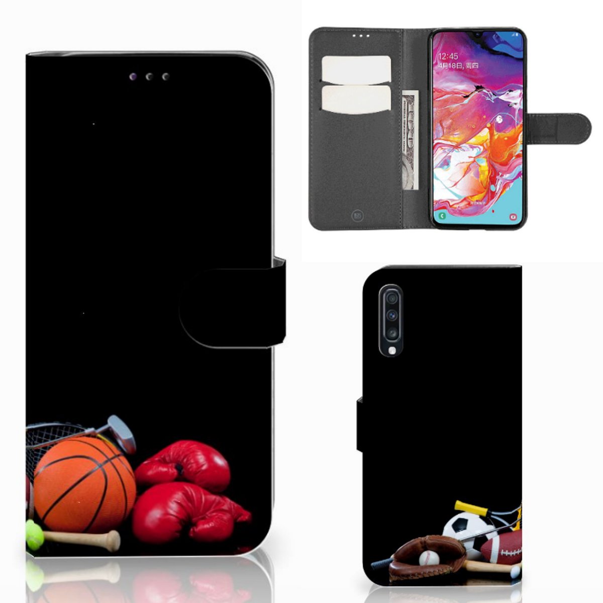 Book Case voor Samsung Galaxy A70 Wallet Case met Pasjes Sports