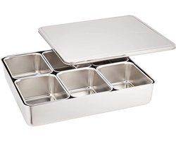 TIKUSAN Yakumi Pan Spice Tray with Lid, Medium Size, Made in Japan (6 Containers)
