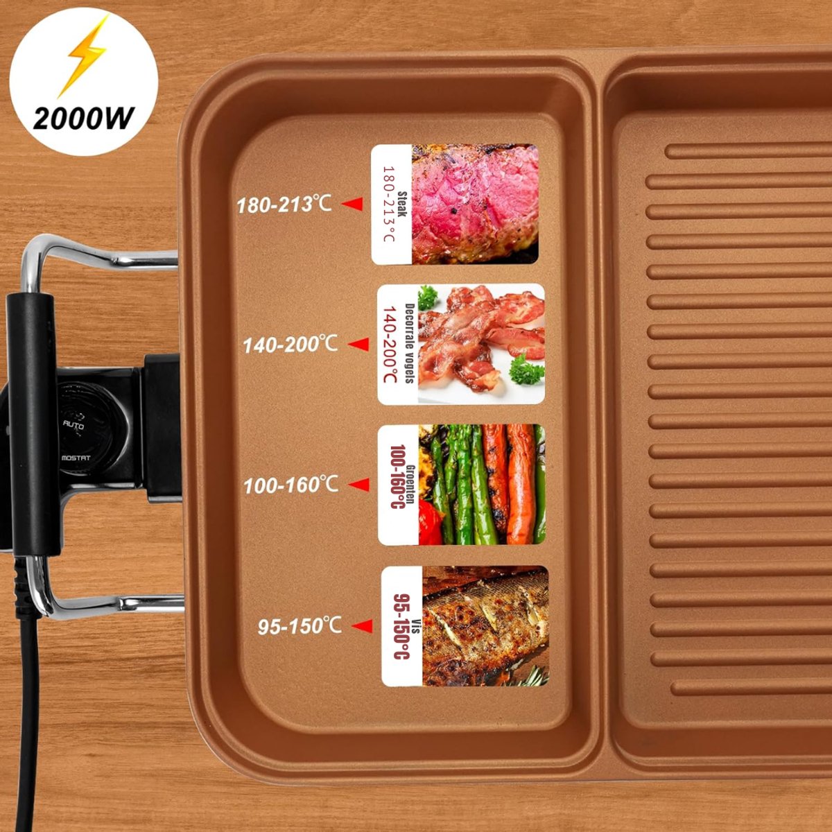 DYNA® Gourmetstel 4 personen - Gourmetstellen - Gourmet - Goud - 71cm x 12cm x 32cm – foto 7
