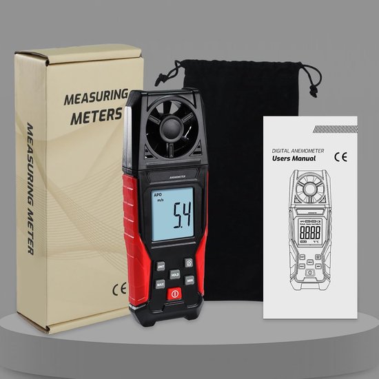 Digitale Windsnelheidsmeter met Achtergrondverlichting en Temperatuurmeting 0,3-30 m/s van Merkloos — afbeelding 3