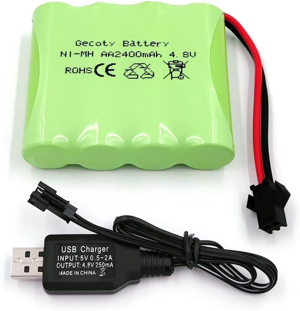 Oplaadbare 4.8V 2400mAh NiMH batterij voor RC voertuigen - 1:18, 1:16, 1:14