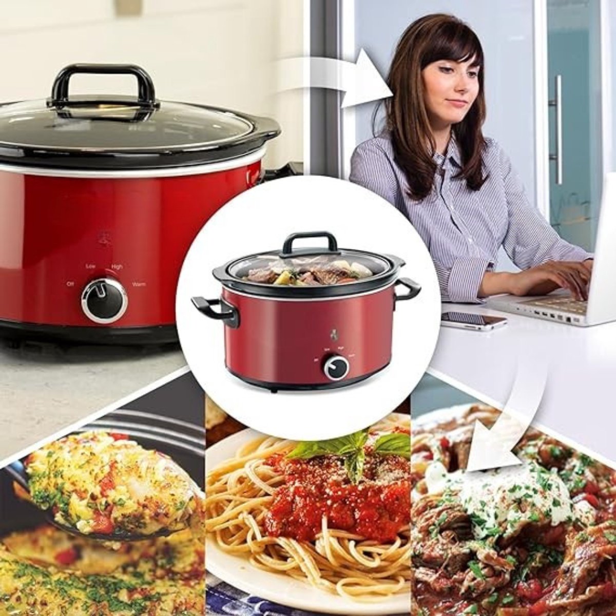 Groupe SEB DYNA Slowcooker met Timer - Rood - 30cm x 22cm x 31cm - afbeelding 3