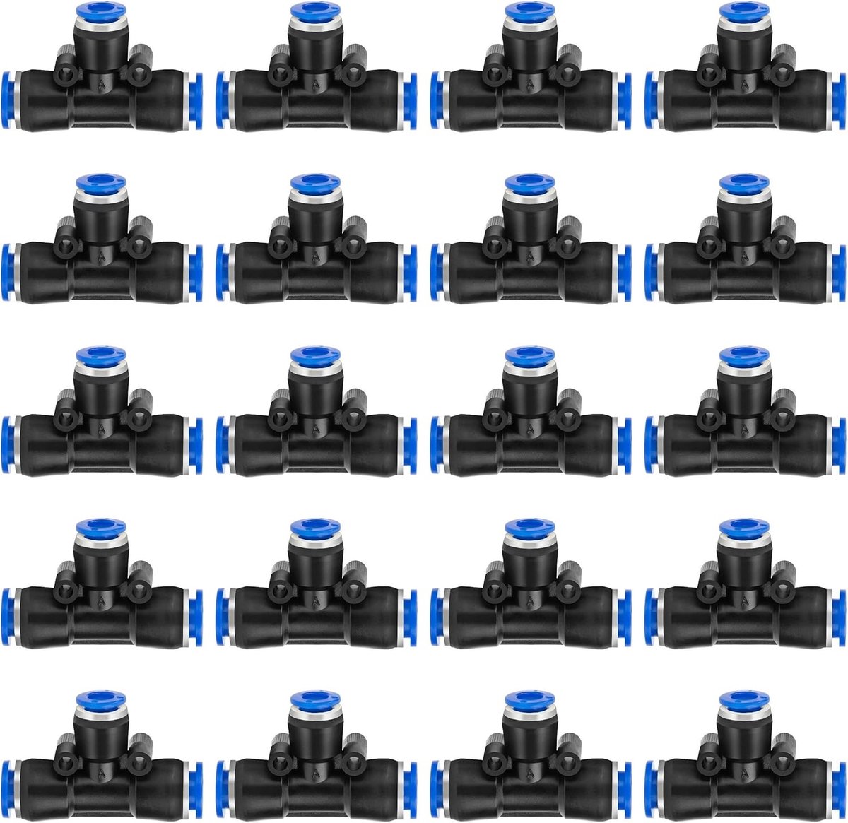 Pneumatische connector 8 mm op 6 mm op 8 mm - Push In snelkoppeling - 20 stuks