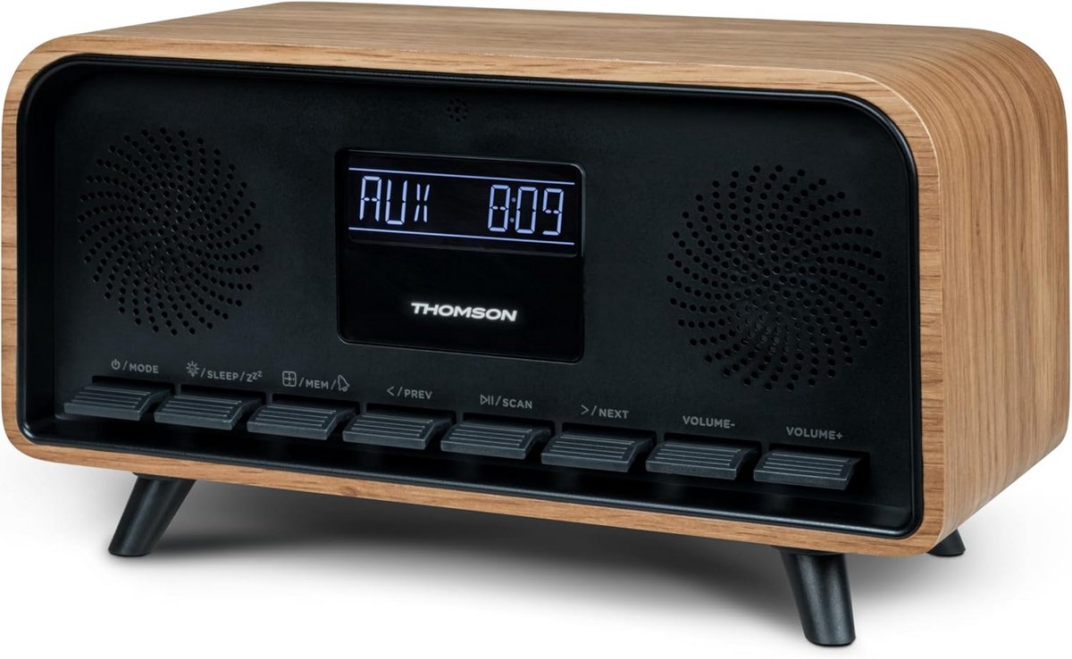 Vintage Bluetooth Radio met Dual-Alarmsystem, FM-radio en USB-C Oplader - 30 W