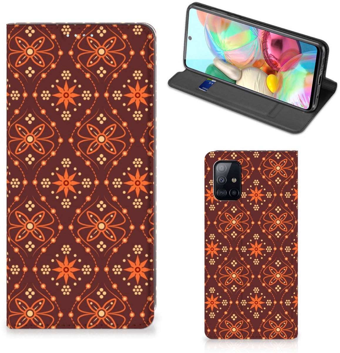 Samsung Galaxy A71 Hoesje met Magneet Batik Brown