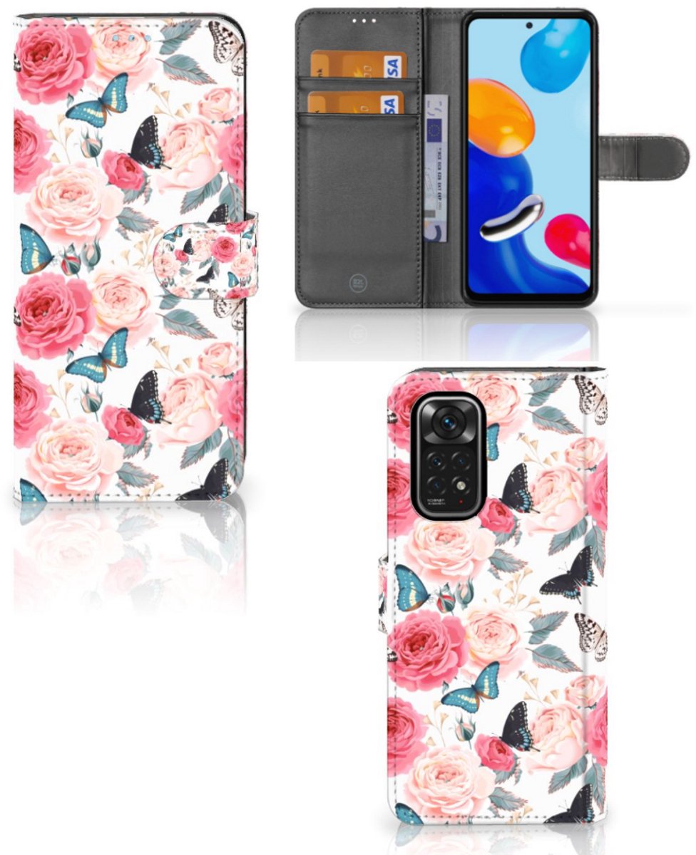 Xiaomi Redmi Note 11/11S Hoesje Butterfly Roses