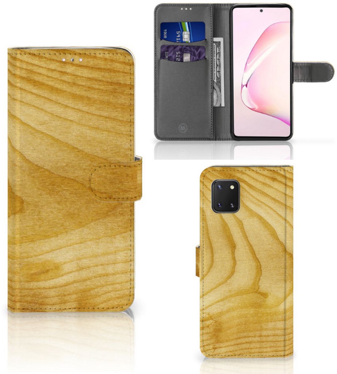 Samsung Note 10 Lite Book Style Case Licht Hout