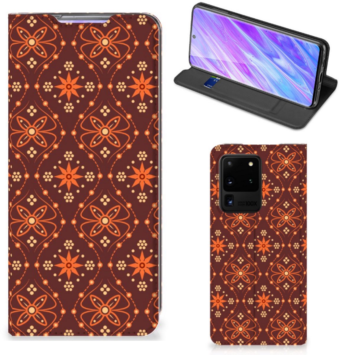 Samsung Galaxy S20 Ultra Hoesje met Magneet Batik Brown