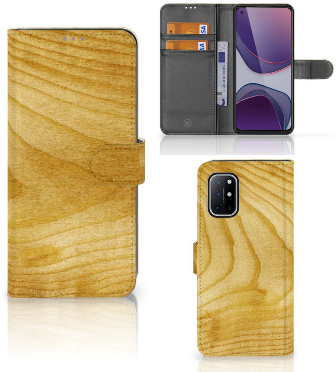 OnePlus 8T Book Style Case Licht Hout