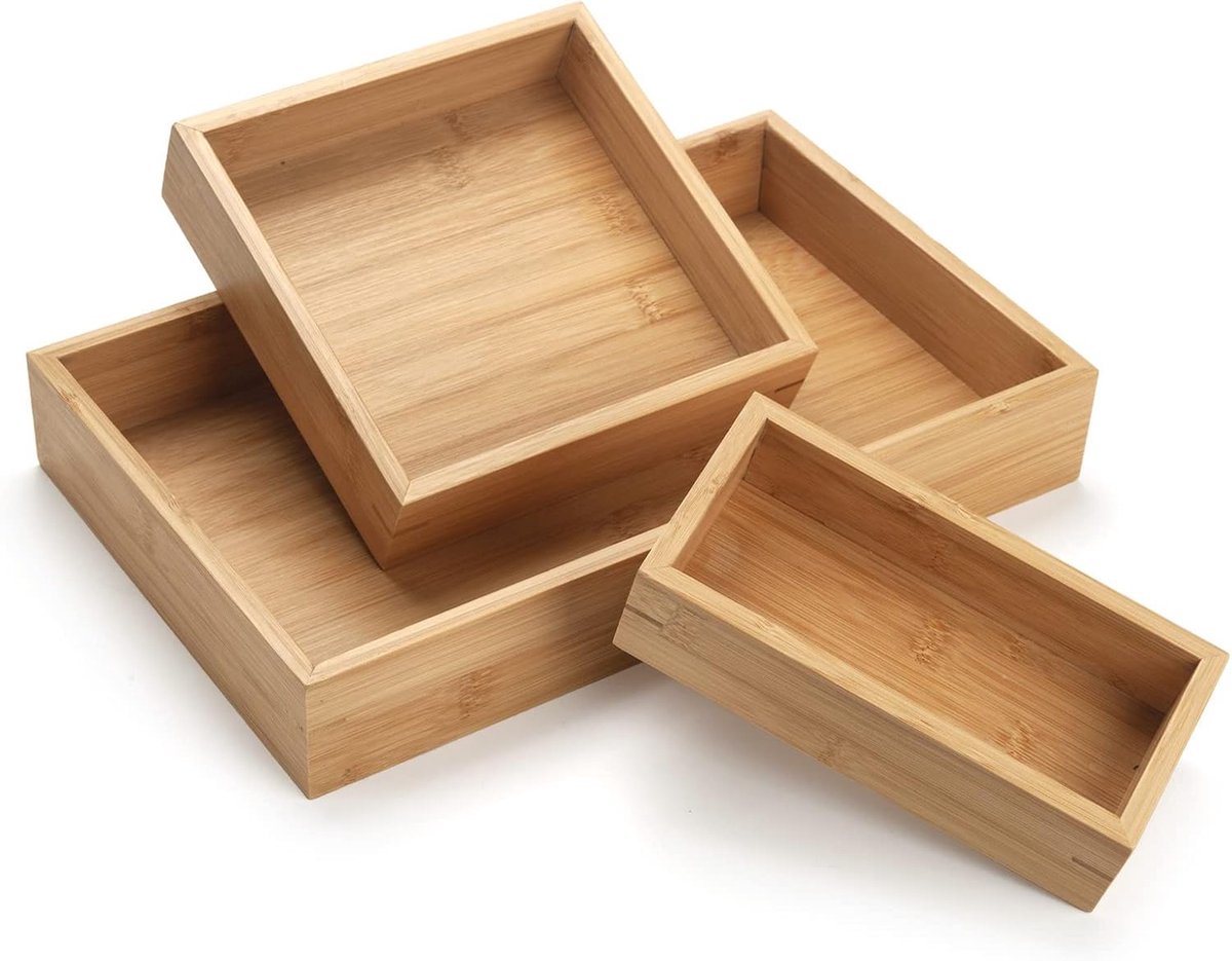 Houten Lade Organizer Set van 3 voor Badkamer en Keuken