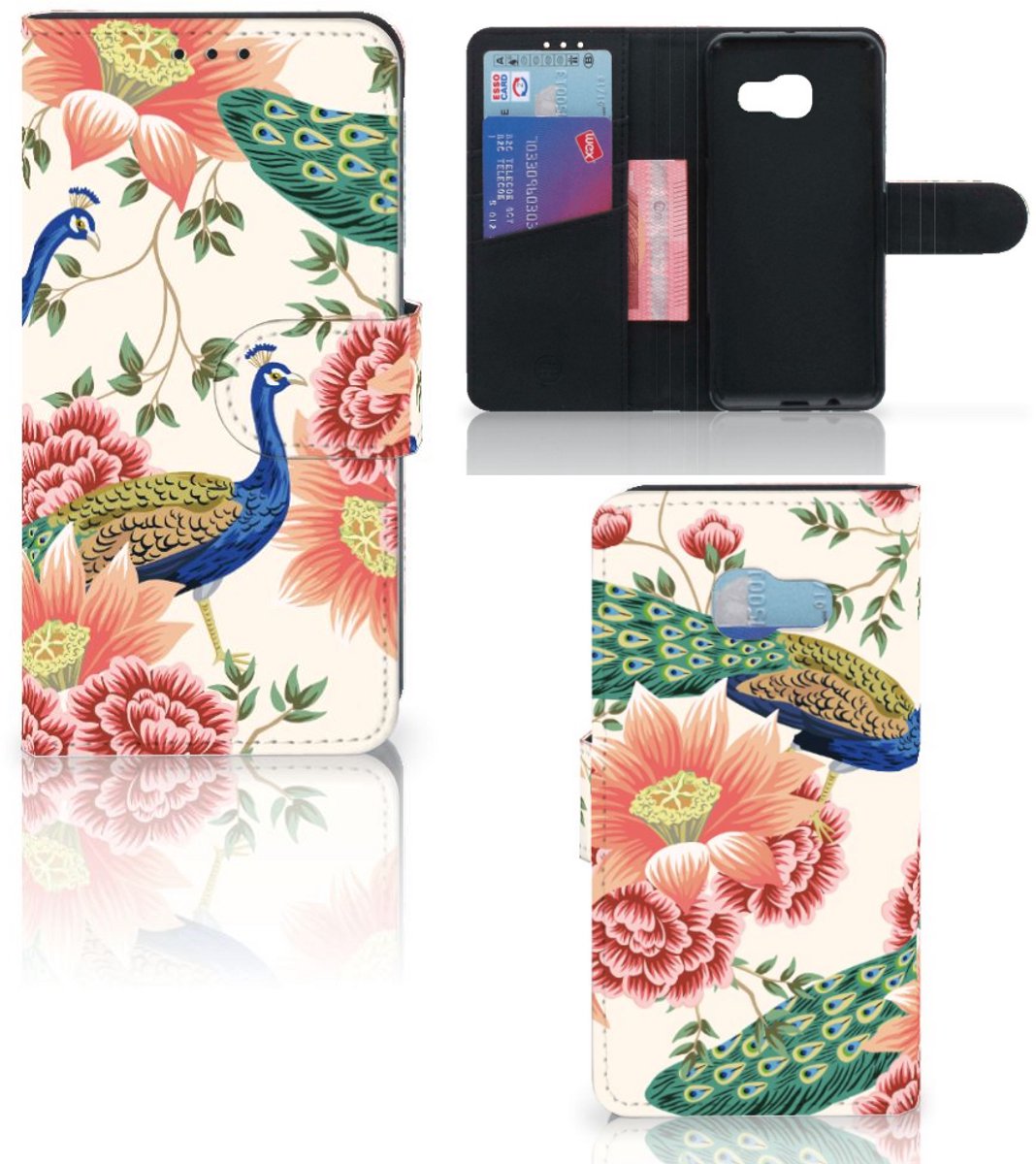 Telefoonhoesje met Pasjes voor Samsung Galaxy A3 2017 Pink Peacock