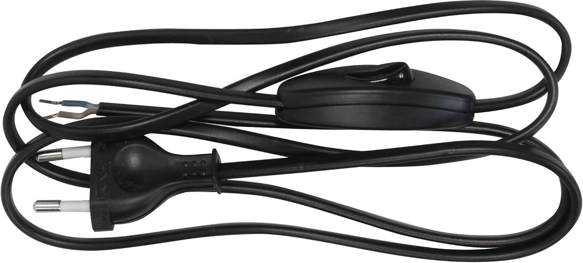 Zwart Kabel met Schakelaar 2m 2x0.75mm²