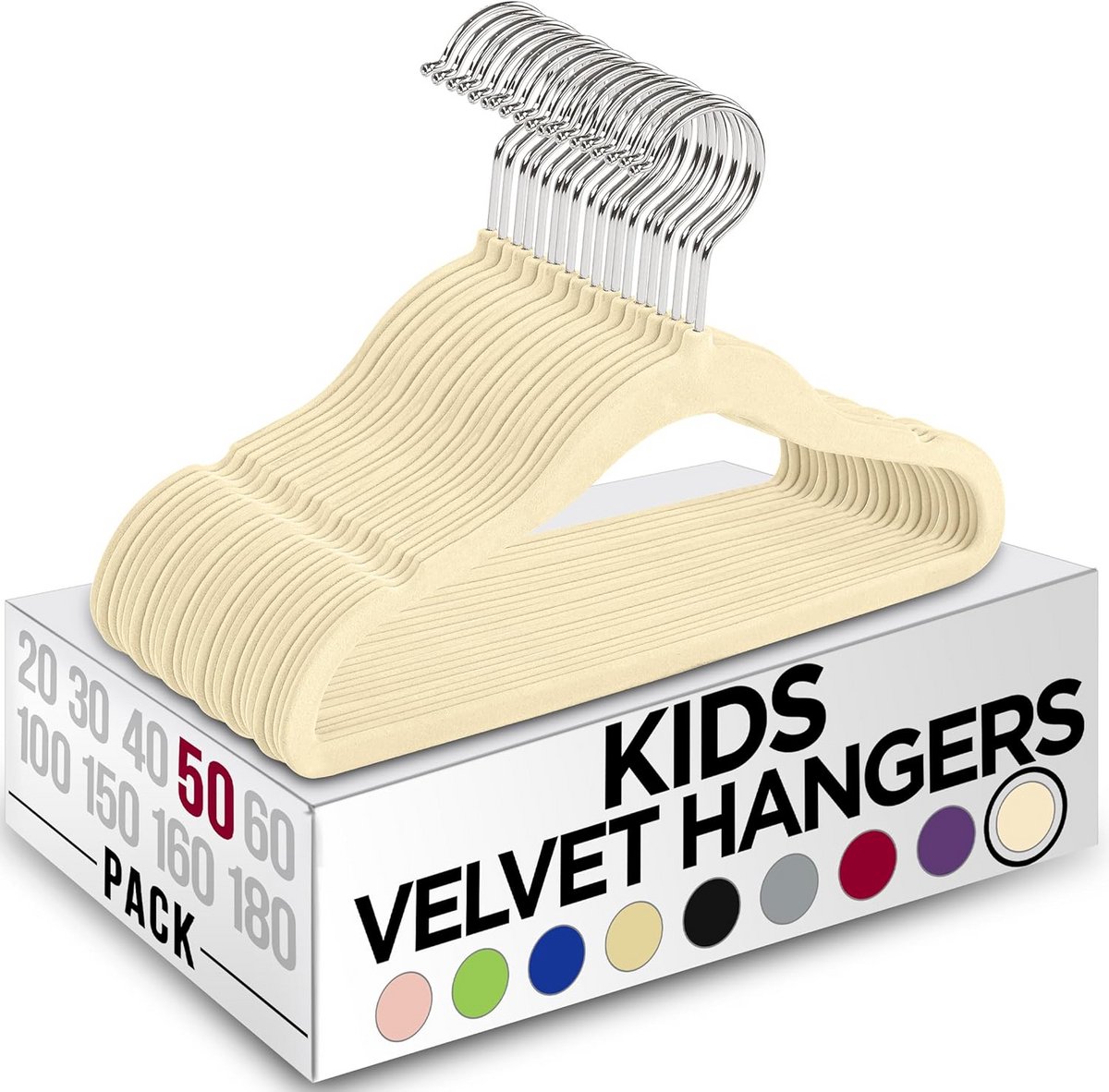 Fluwelen Kleerhangers voor Kinderen - Duurzaam en Antislip - 27,9 cm - Set van 50