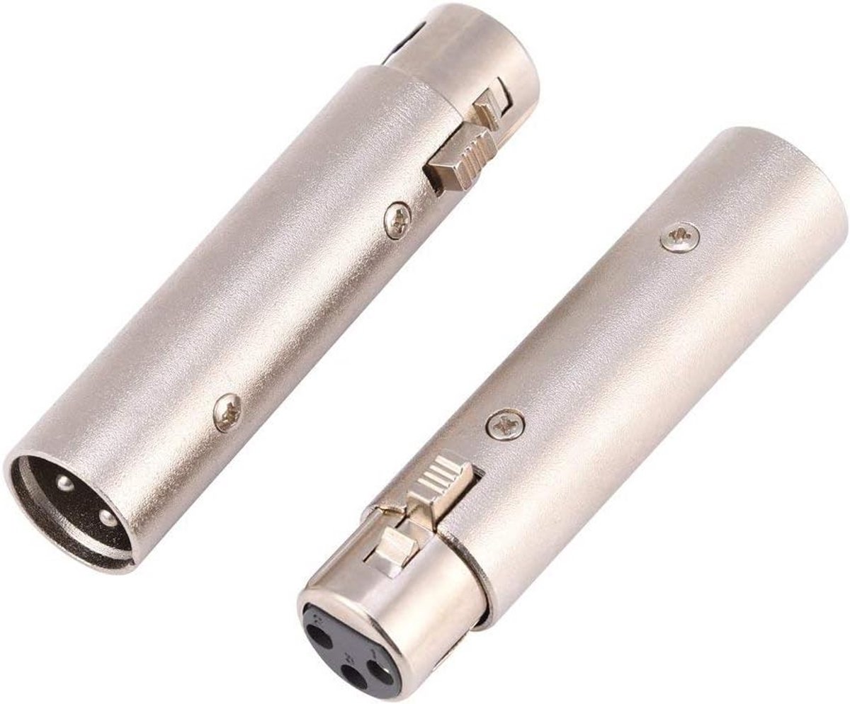 XLR 3 Pin Mannelijk naar Vrouwelijk Kabel Adapter - 2 Pack