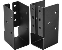 2x4 houten balkdrager, 2 stuks, met verborgen bevestigingsbeugel, gebruikt Geschikt voor het verbinden van balken en kolommen van terrassen, pergola's, balustrades en trappen, zwart.