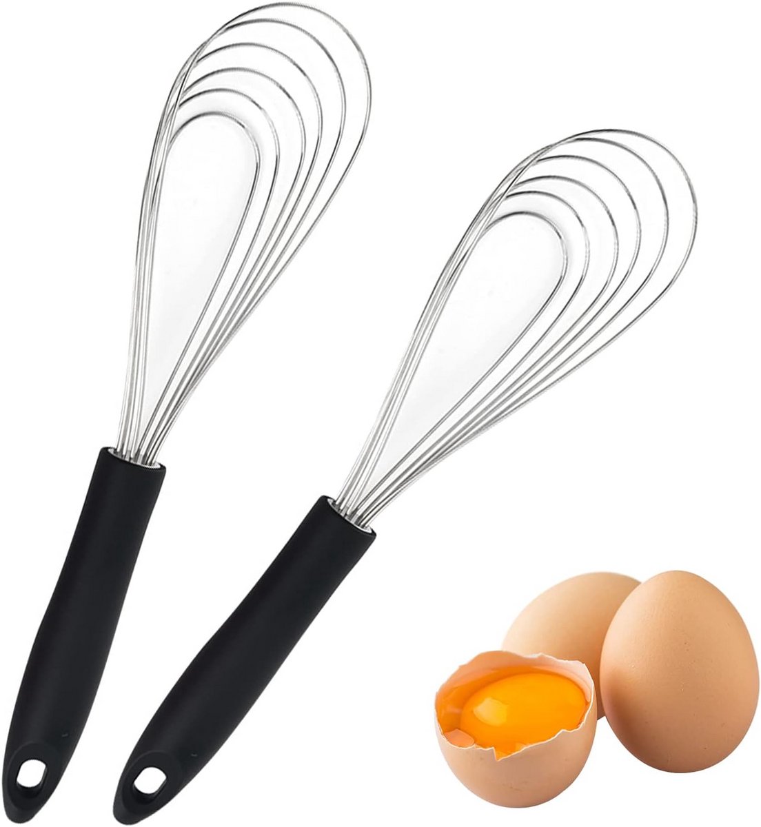 Zwarte siliconen garde set van 2 - 27,7 cm - Perfect voor mengen en kloppen