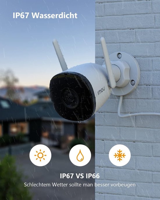 Imou WiFi Buitenbewakingscamera, 2.5K WiFi IP Camera 2.4 GHz Waterdicht met 30m Nachtzicht, AI Bewegingdetectie (Bullet 2C 4MP) — afbeelding 4