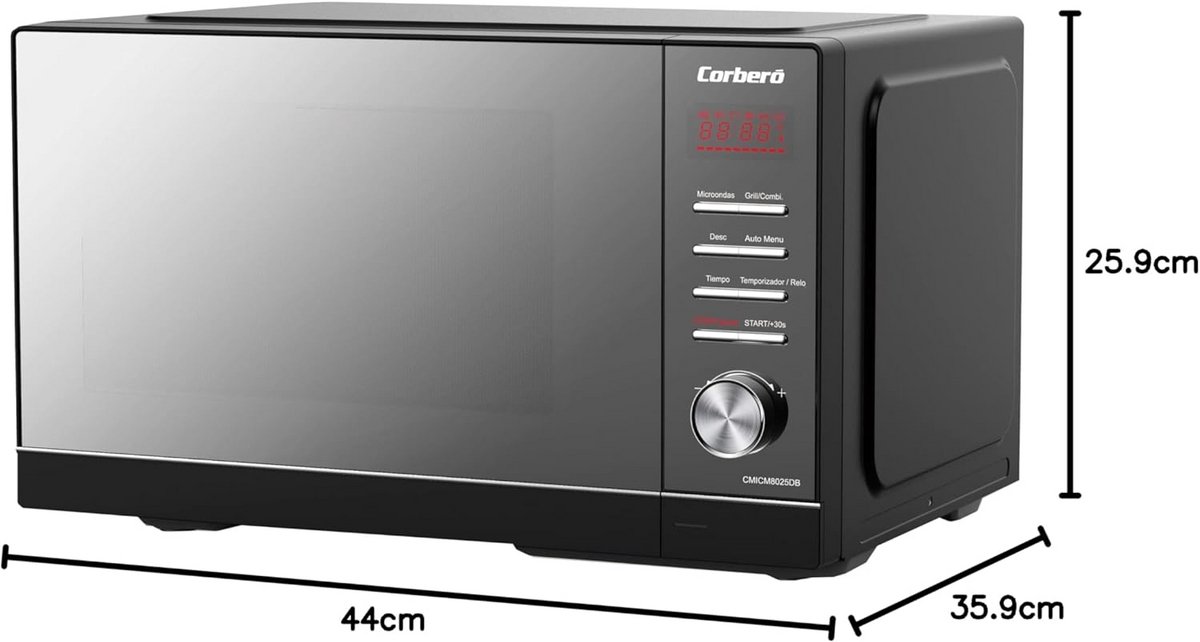 Magnetron 25L met Grill en Digitale Bediening - 900W, Automatisch Menu